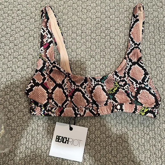 NWT Beach Riot Highway Jeweled Python bikini top 
Size Small - Picture 3 of 5